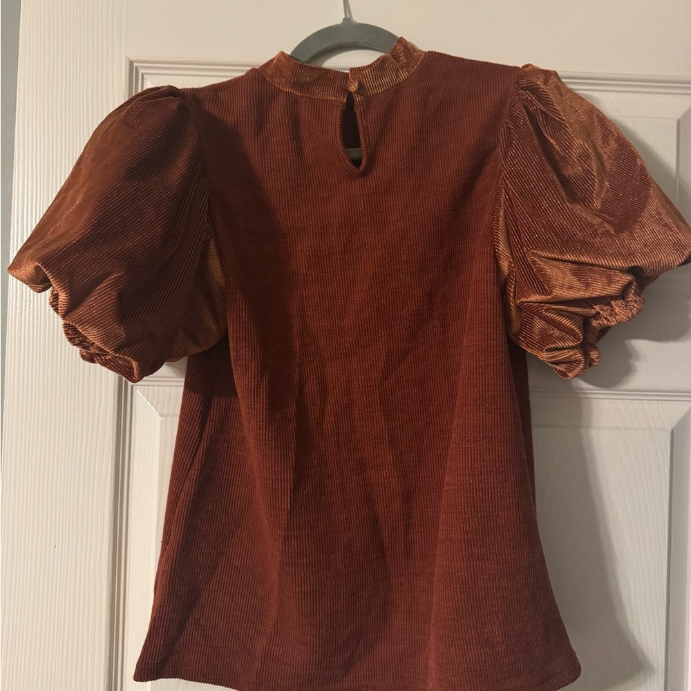 THML Rust Puff Sleeve Blouse